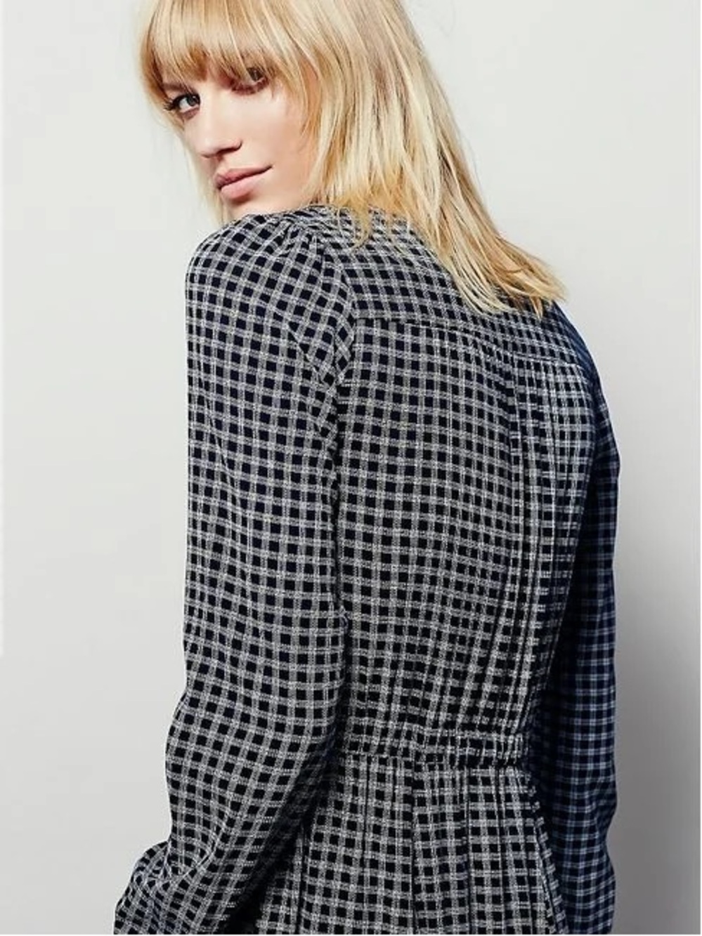 Christy Dawn Audrey Maxi Dress Navy Blue Check Plaid Size Small - Picture 7 of 17